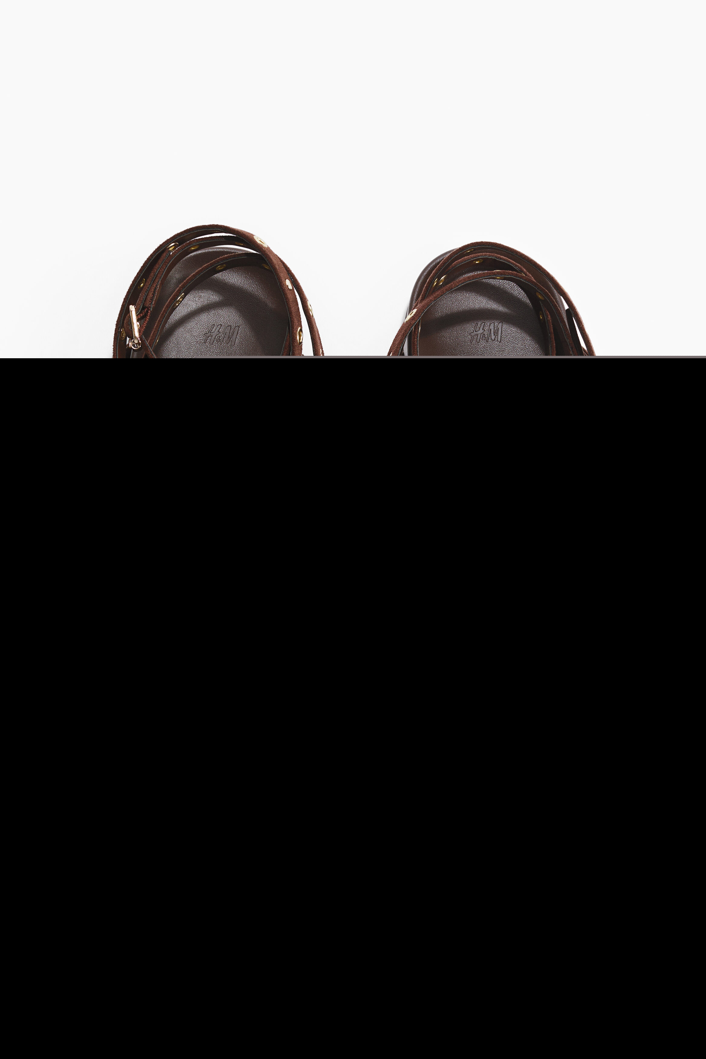 H&M Eyelet-detail Sandals, Alternate, color, Dark Brown