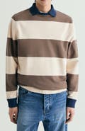Scalpers Contrasting Neck Striped Sweatshirt