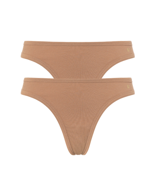 Nudea The Organic Cotton Dipped Thong 2 Pack In Brown