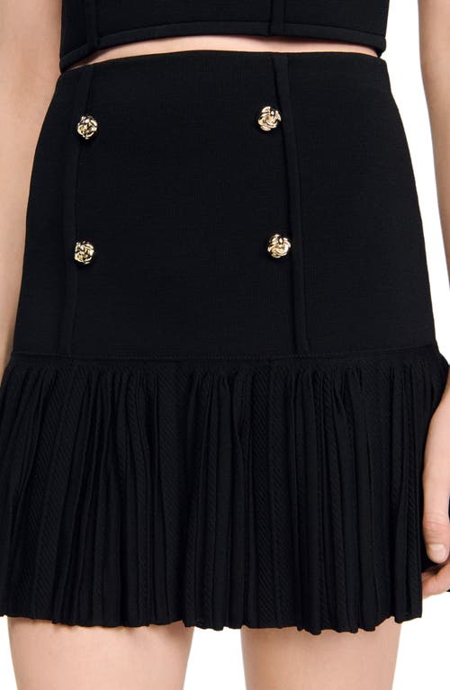 Sandro Double Breasted Ruffle Mini Skirt In Black