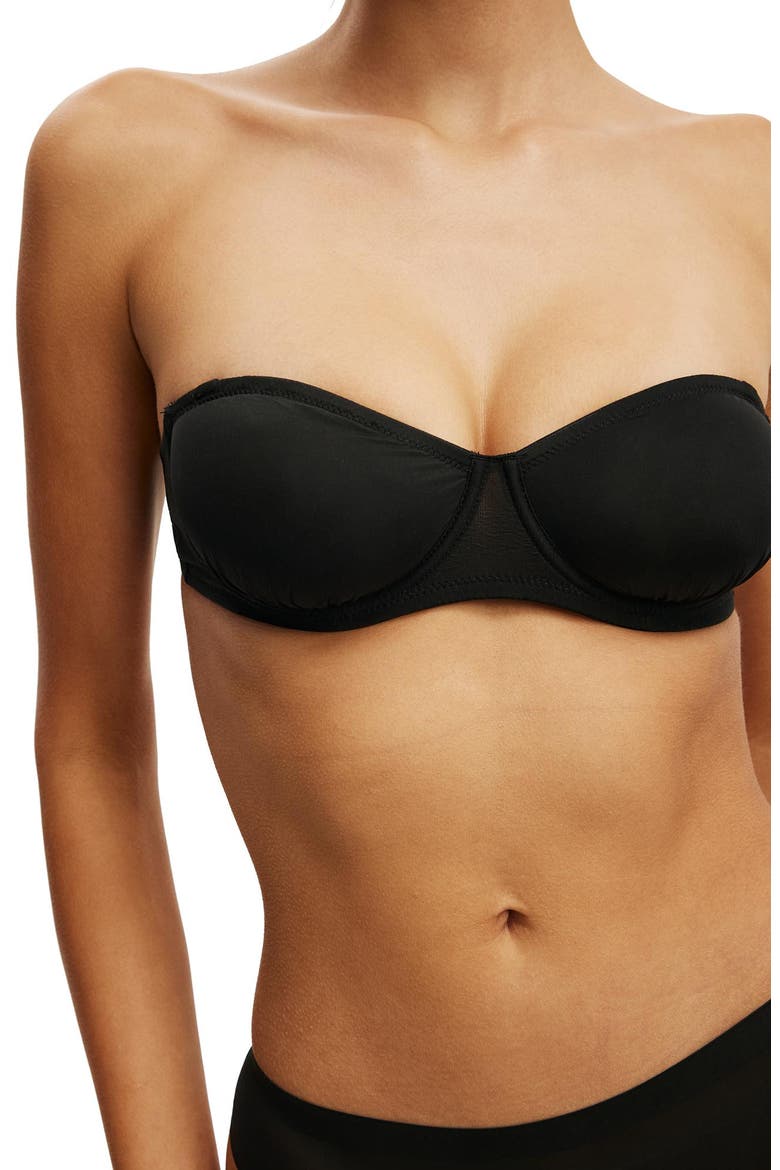 Women's Sheer Strapless Balconette Bra, Alternate, color, Black