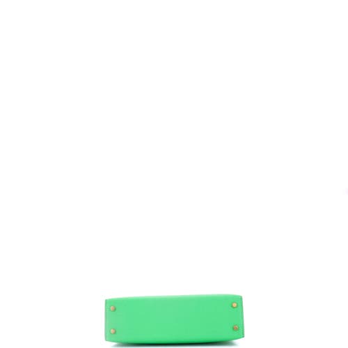 Pre-owned Hermes  Hermes Kelly Mini Ii Bag Green Chevre Mysore With Gold Hardware 20 In Green