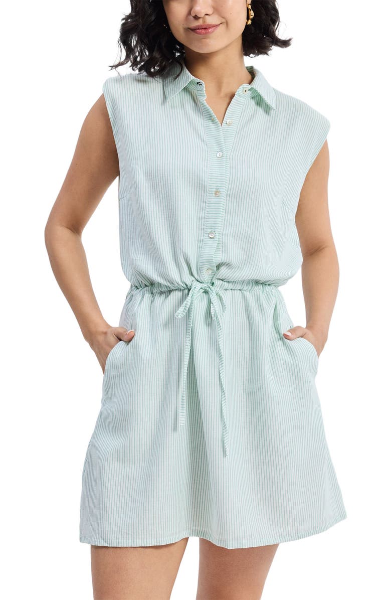 Reistor Drawstring Shirt Dress in Stripes, Alternate, color, Parallel Paths