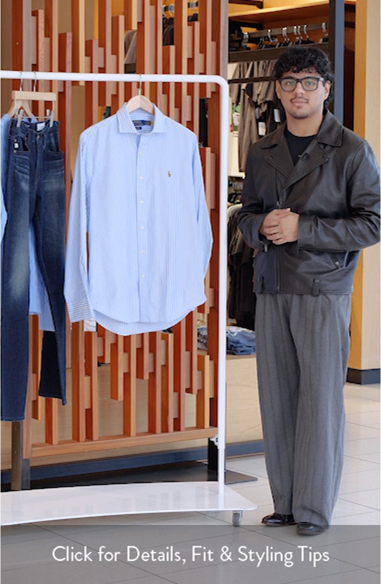 Classic Fit Stripe Stretch Cotton Button-Up Oxford Shirt, sales video thumbnail