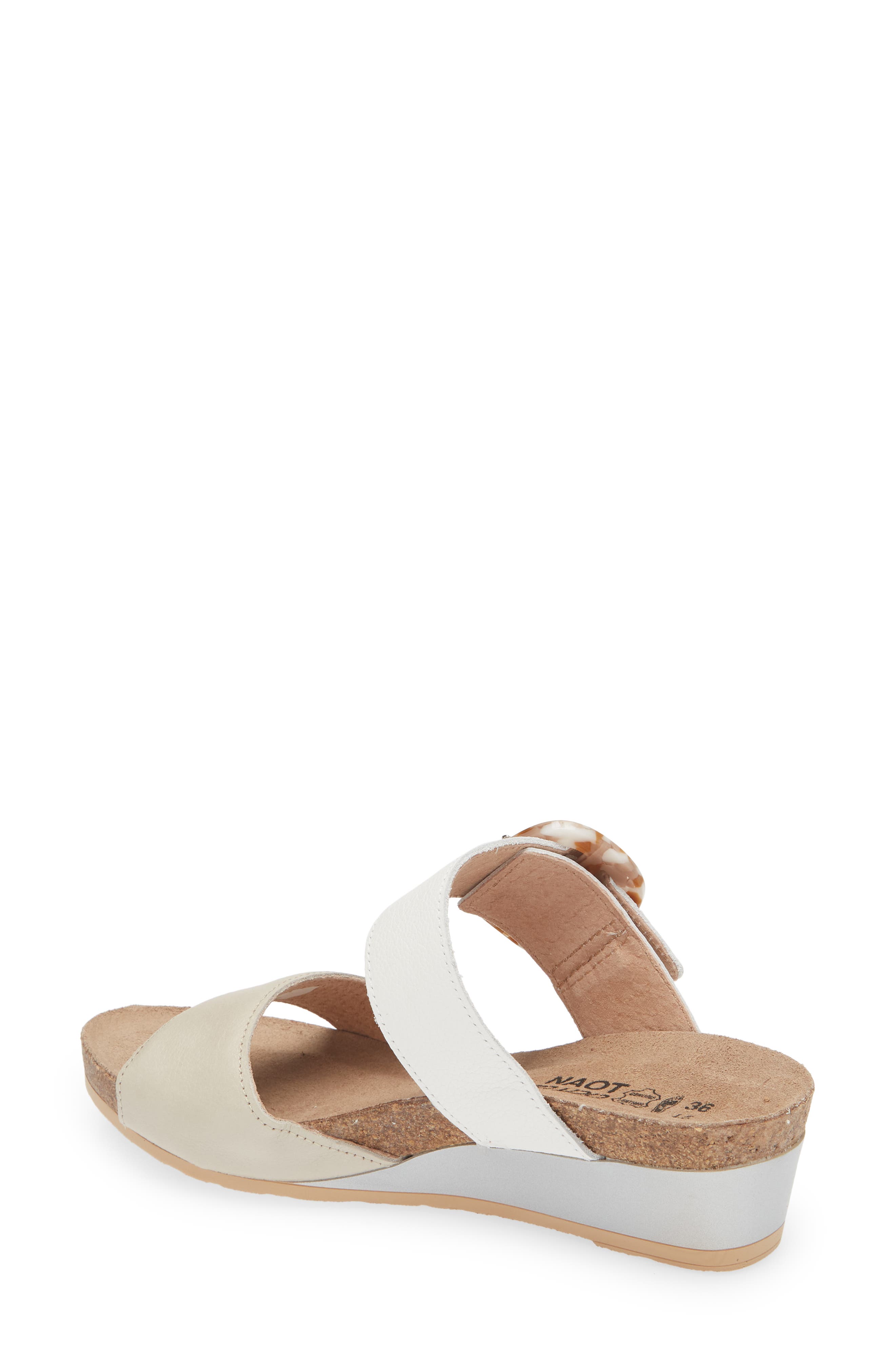 Naot Kingdom Wedge Slide Sandal, Alternate, color, Soft Ivory/ Soft White Leather