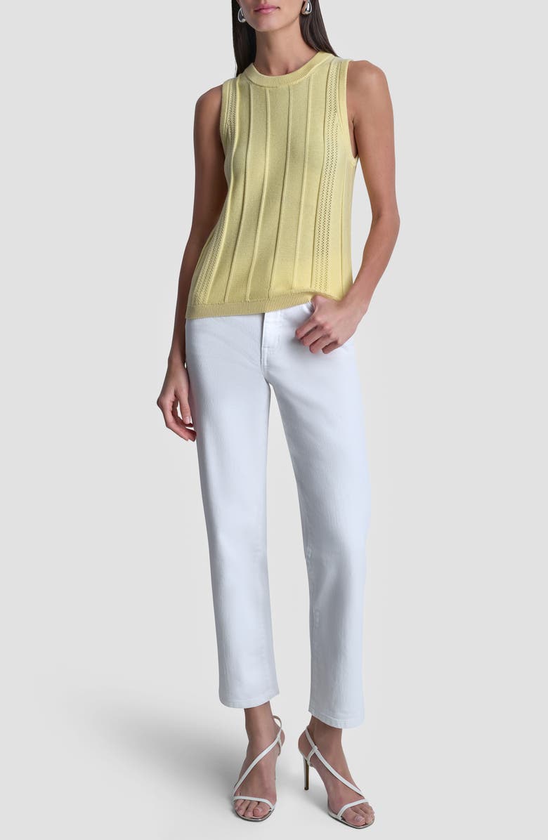 DKNY Sleeveless Cotton Multistitch Sweater, Alternate, color, Buttercream