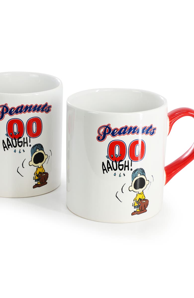PEANUTS Best in Sports Varsity 4 Piece 19 Ounce Stoneware Mug Set and, Alternate, color, White