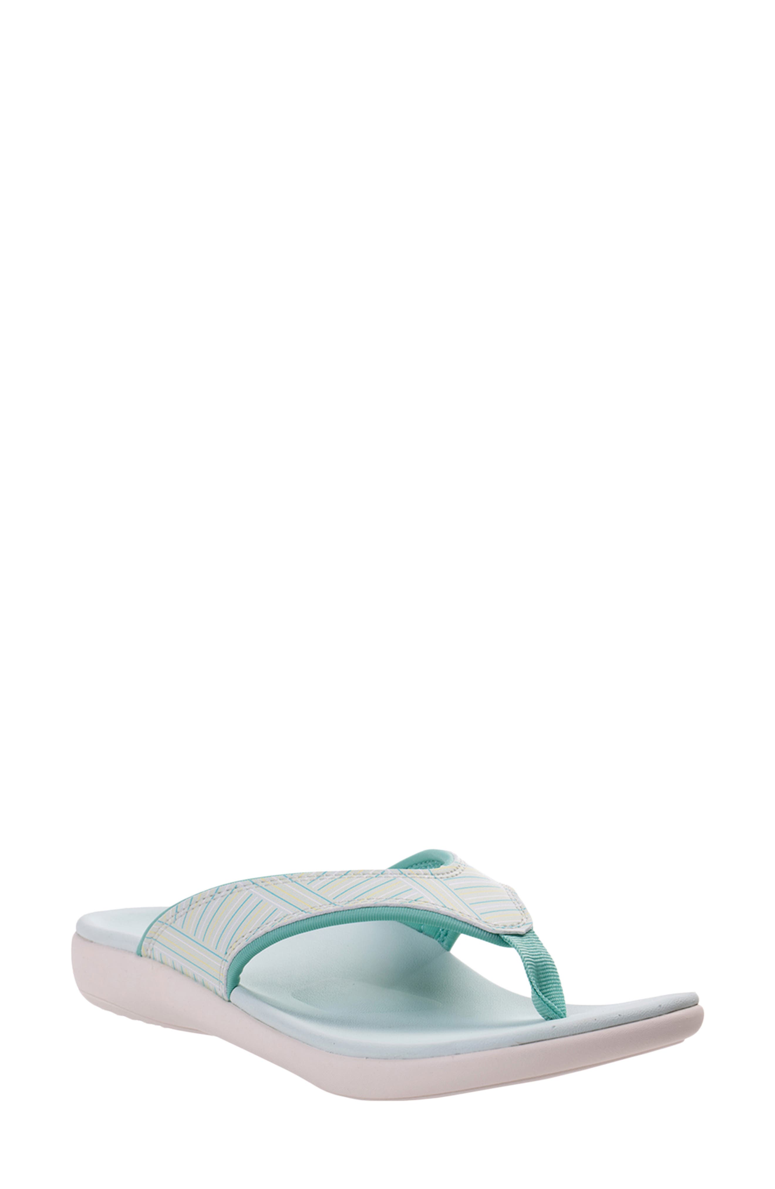Yumi Summer Stripe Flip Flop, Main, color, TURQUOISE