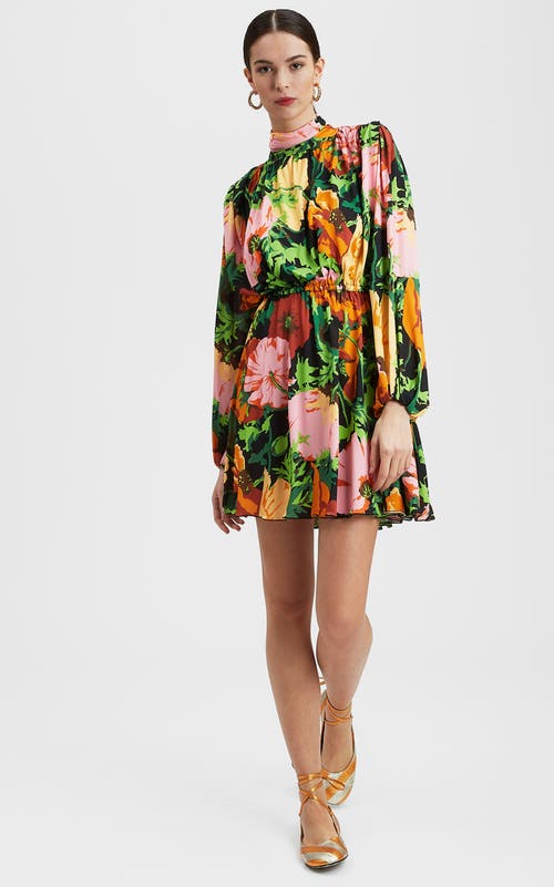 La Doublej Floral Print Demeter Mini Dress In Wonderland Black
