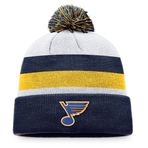 Men's Fanatics Branded Navy/Gold St. Louis Blues Fundamental Cuffed Knit Hat with Pom