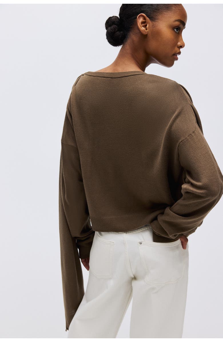 H&M Scarf-detail Jumper, Alternate, color, Dark Taupe