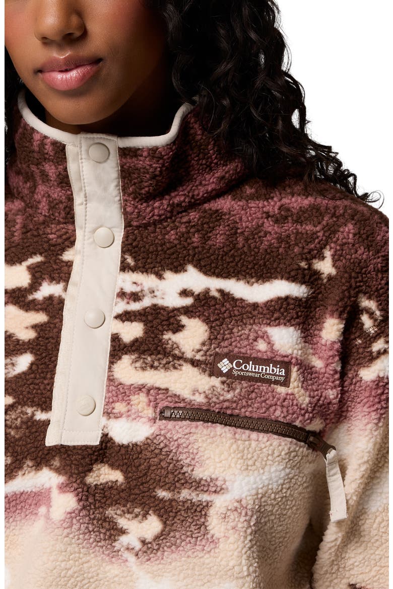 Helvetia II Print Crop Fleece Pullover, Alternate, color, TOBACCO SISTERS DARK STONE