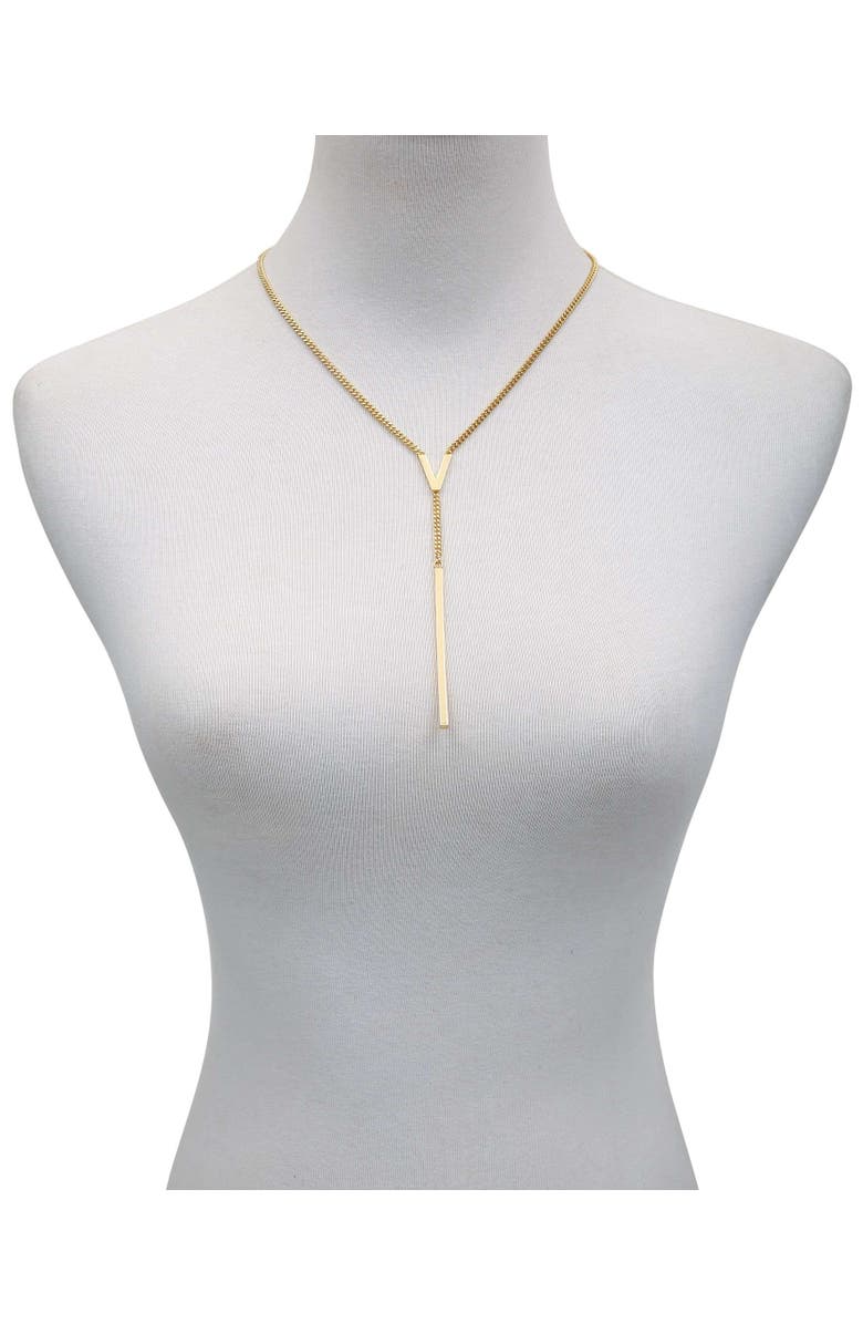 Vince Camuto V Lariat Necklace, Alternate, color, 14K Gold Plated