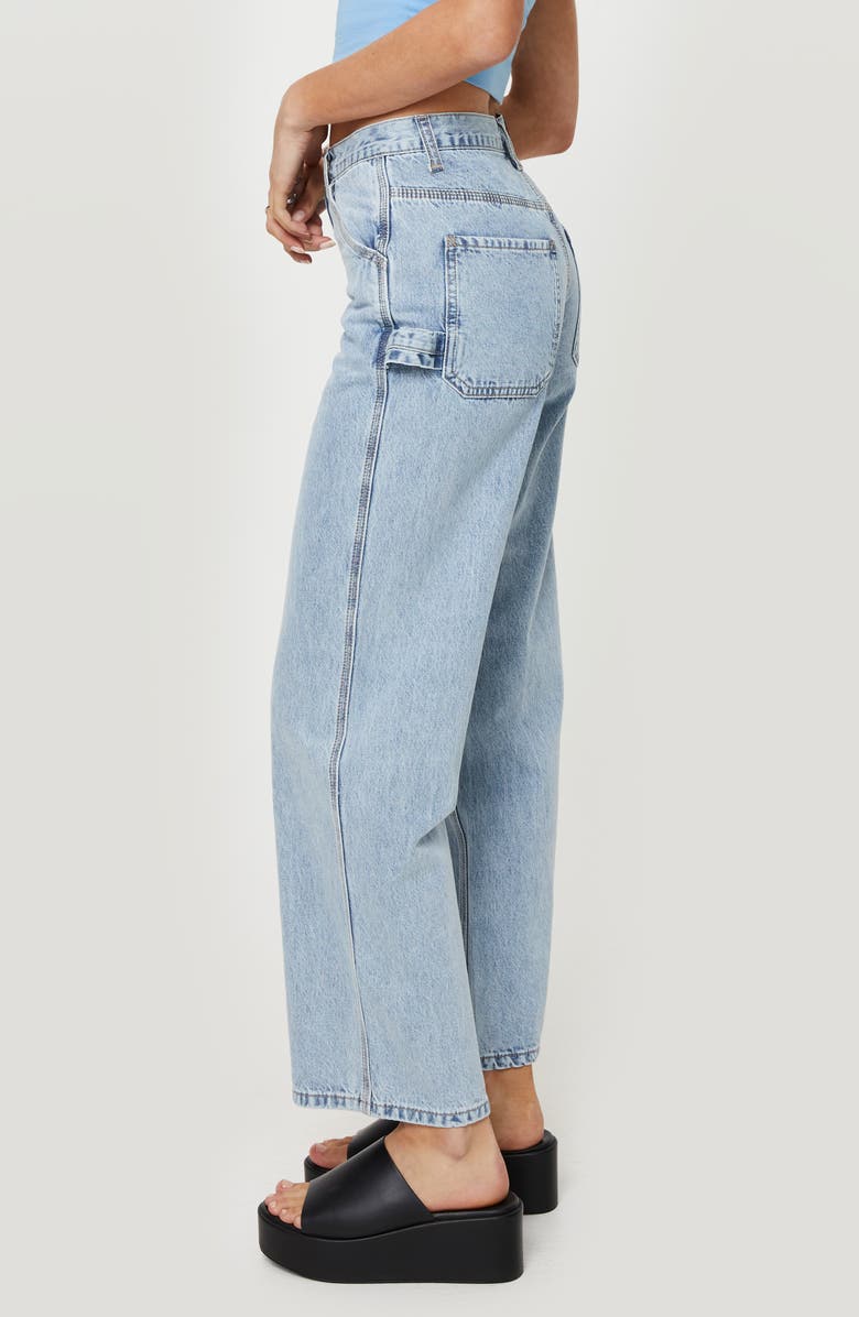 Princess Polly Alessandara High Waist Straight Leg Carpenter Jeans, Alternate, color, Light Blue