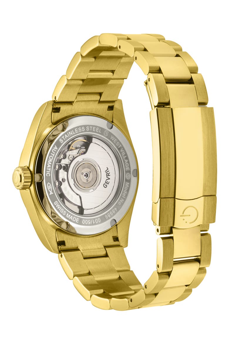 West Village Automatic Bracelet Watch, 40mm, Alternate, color, GOLD