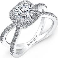Bony Levy Pavé Diamond Split Shank Round Engagement Ring Setting