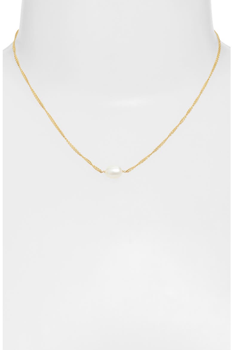 Double Chain Oval Pearl Necklace, Alternate, color, 14KYG