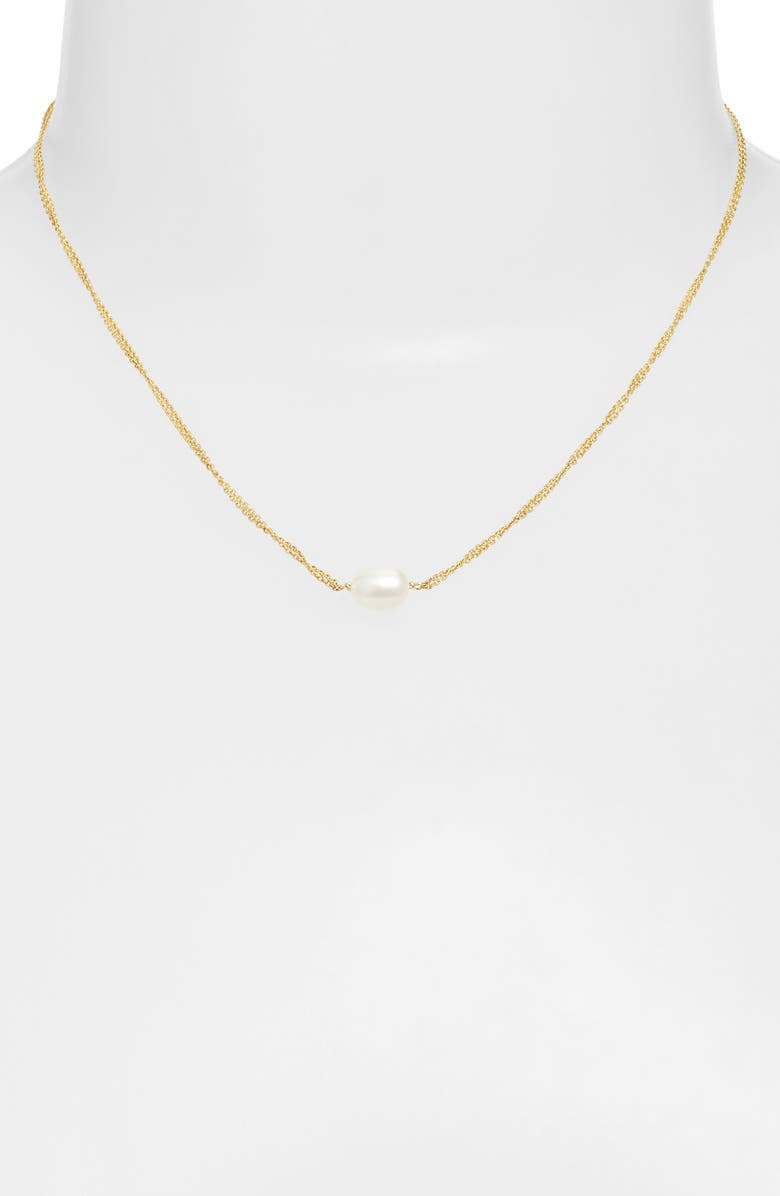 Poppy Finch Double Chain Oval Pearl Necklace, Alternate, color, 14Kyg