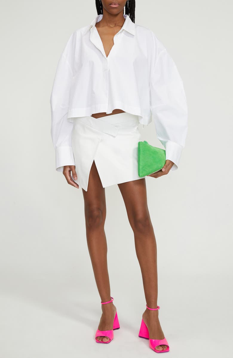 The Attico Jill Stripe Balloon Sleeve Crop Button-Up Shirt, Main, color,