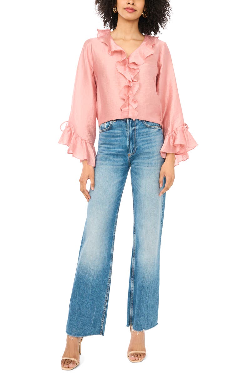 Vince Camuto Ruffle Satin Top, Alternate, color, Coral Dusk