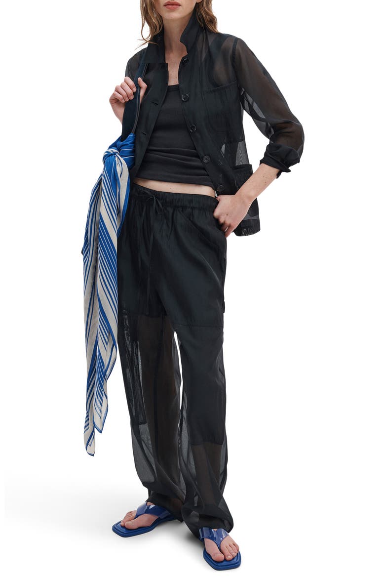 Atlas Organza Utility Pants, Alternate, color, BLACK