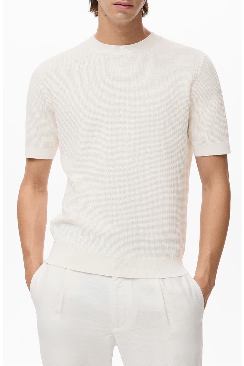 Textured Cotton Knit T-Shirt, Main, color, OFF WHITE