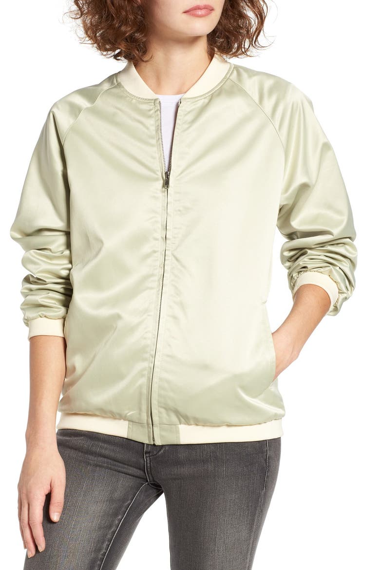 The Style Club Babe Bomber Jacket, Alternate, color, OLIVE/ CREAM