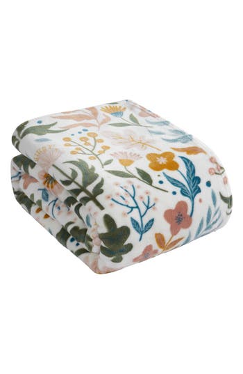 Jessica Simpson Plush Fleece Throw Blanket In White Multi