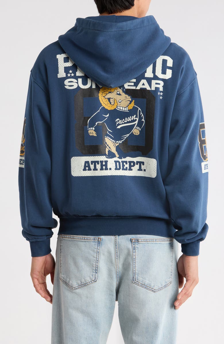 PacSun Athletic Department Cotton Zip Hoodie, Alternate, color, Navy