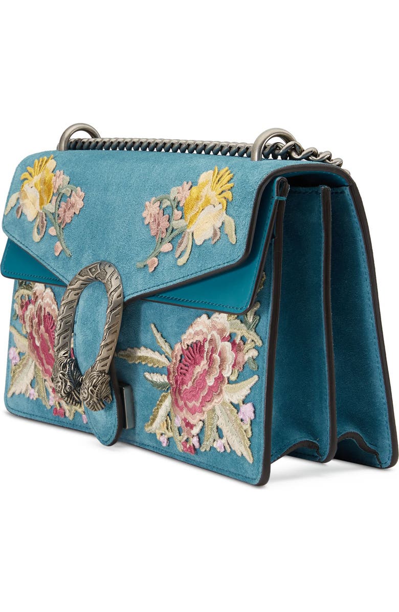 Gucci Small Dionysus Embroidered Suede Shoulder Bag, Alternate, color,