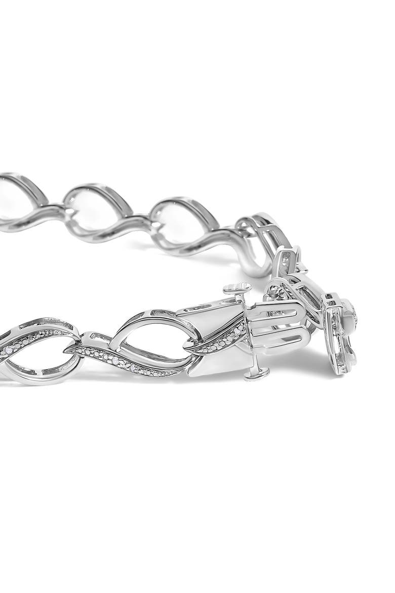 Sterling Silver 1/10 Cttw Diamond Accent Swirl Link Bracelet, Alternate, color, Silver