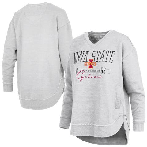 Women's Pressbox  Heather Gray Iowa State Cyclones Marcus East Hall Poncho V-Neck Sweatshirt