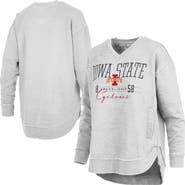 PRESSBOX Women's Pressbox Heather Gray Iowa State Cyclones Marcus East Hall Poncho V-Neck Sweatshirt