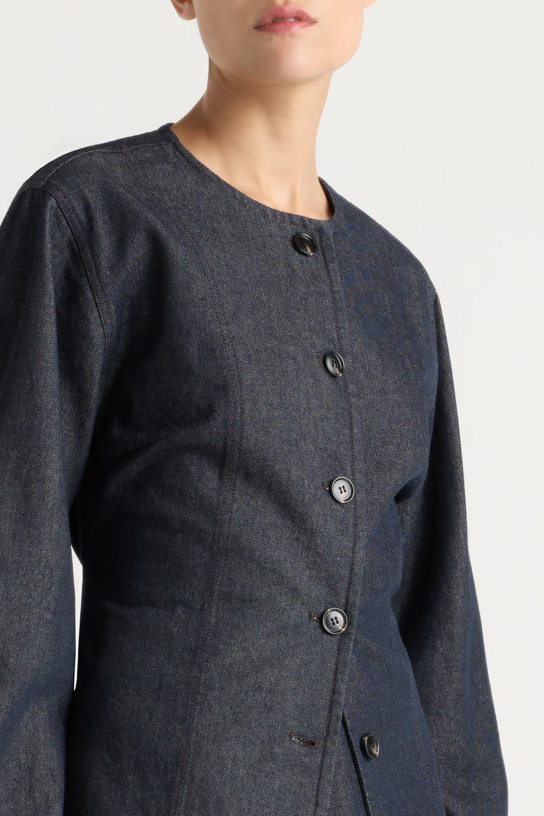 Emerson Cinch-Waist Denim Jacket, Alternate, color, Dark Indigo