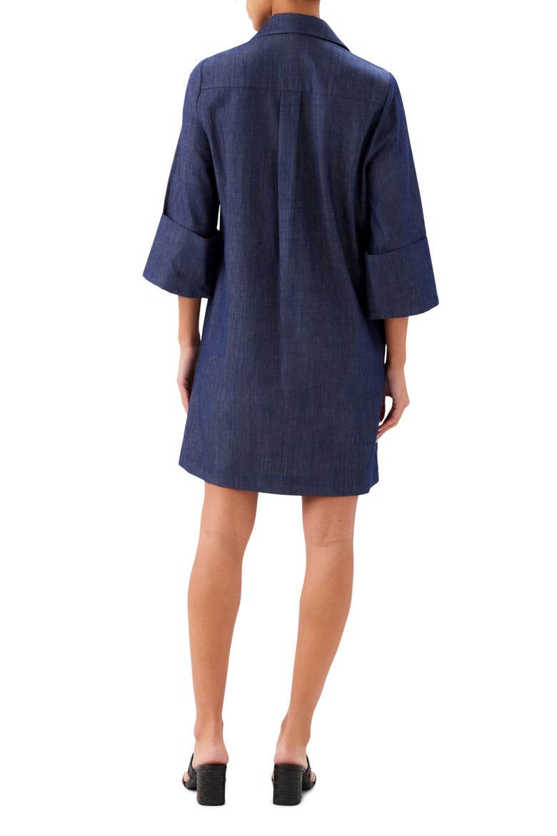 Cuffed Sleeve Embellished Shirtdress, Alternate, color, INDIGO