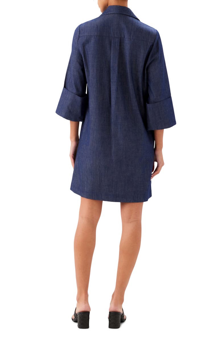 Karen Kane Cuffed Sleeve Embellished Shirtdress, Alternate, color, Indigo