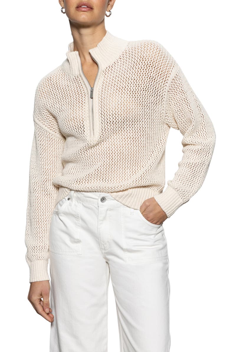 Sanctuary Open Stitch Half-Zip Cotton Sweater, Alternate, color, 