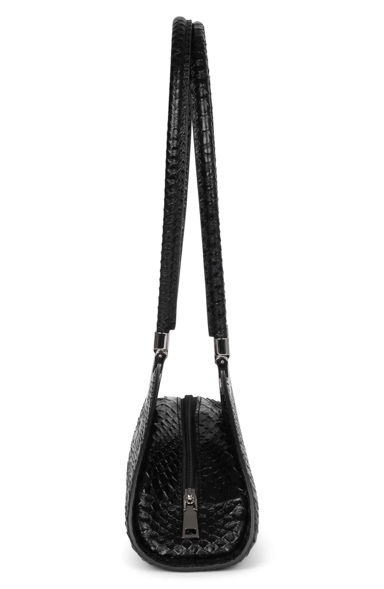 Jeffrey Campbell Retrograde Leather Shoulder Bag, Alternate, color, Black Snake