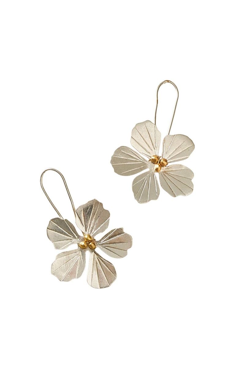 Matr Boomie Sayuri Flower Drop Earrings, Main, color, Gold