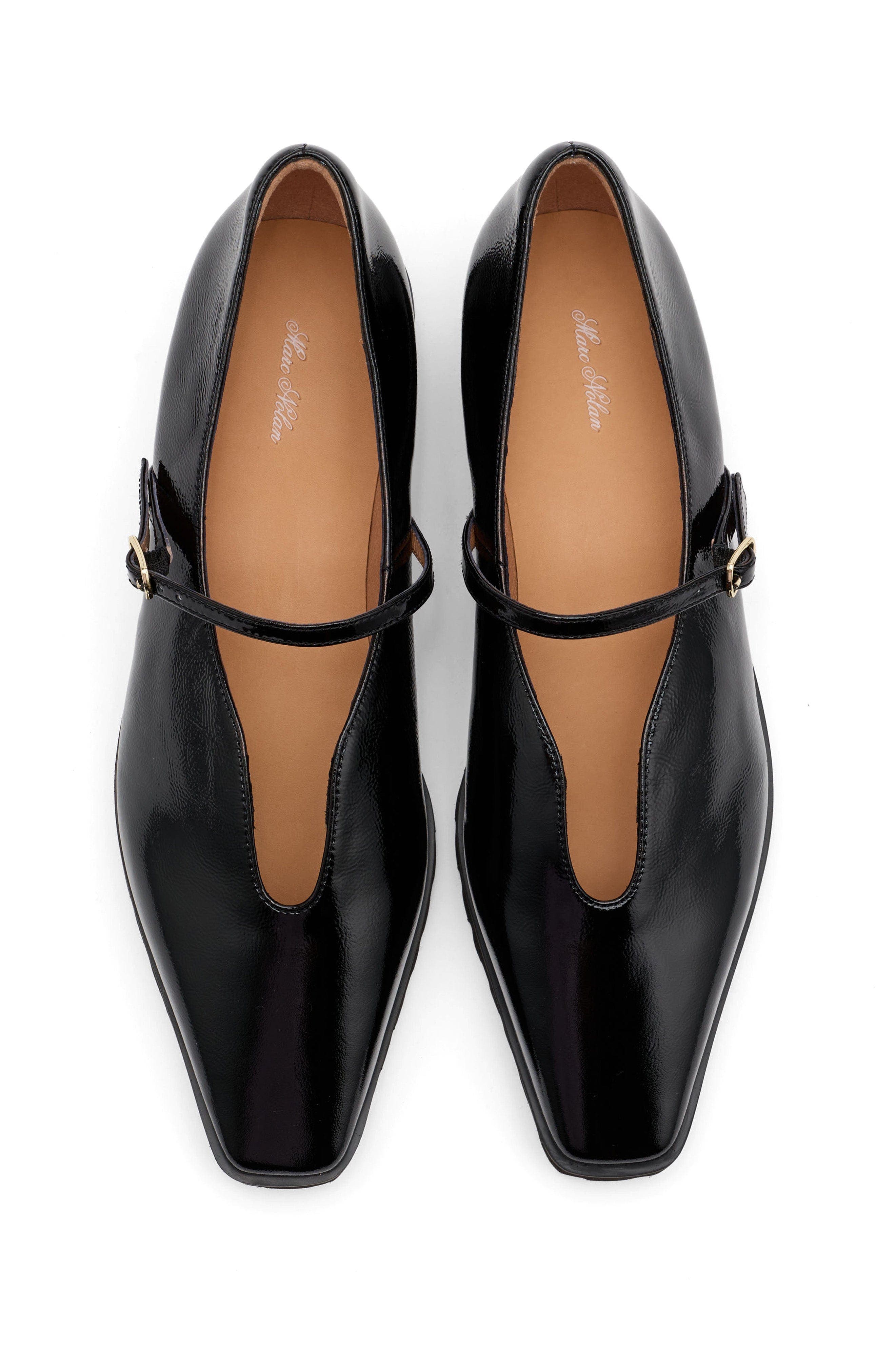 MARC NOLAN Roxie Leather Lug Mary Janes, Alternate, color, Black Patent