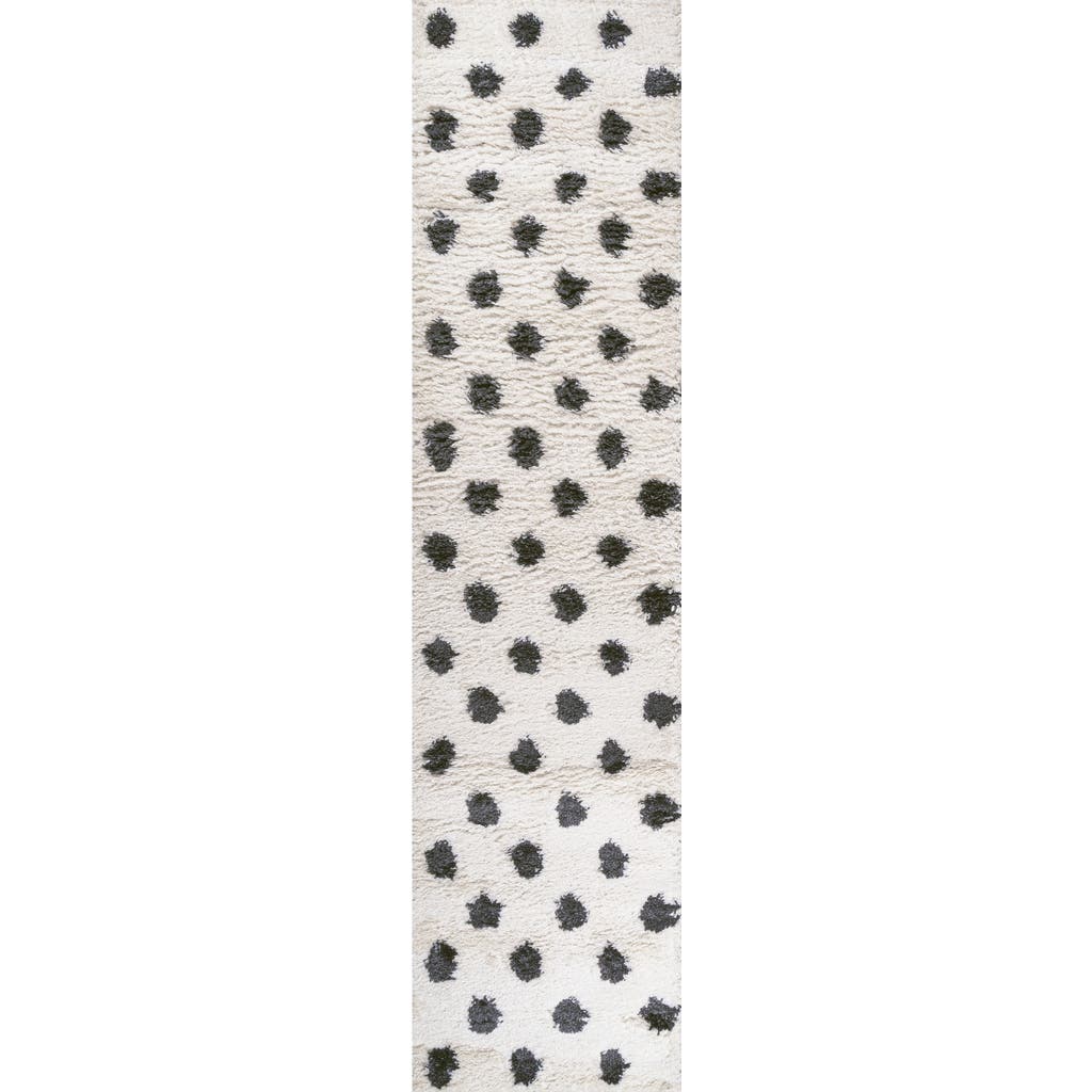 Jonathan Y Pere Modern Charcoal Dot Shag Area Rug In White/gray