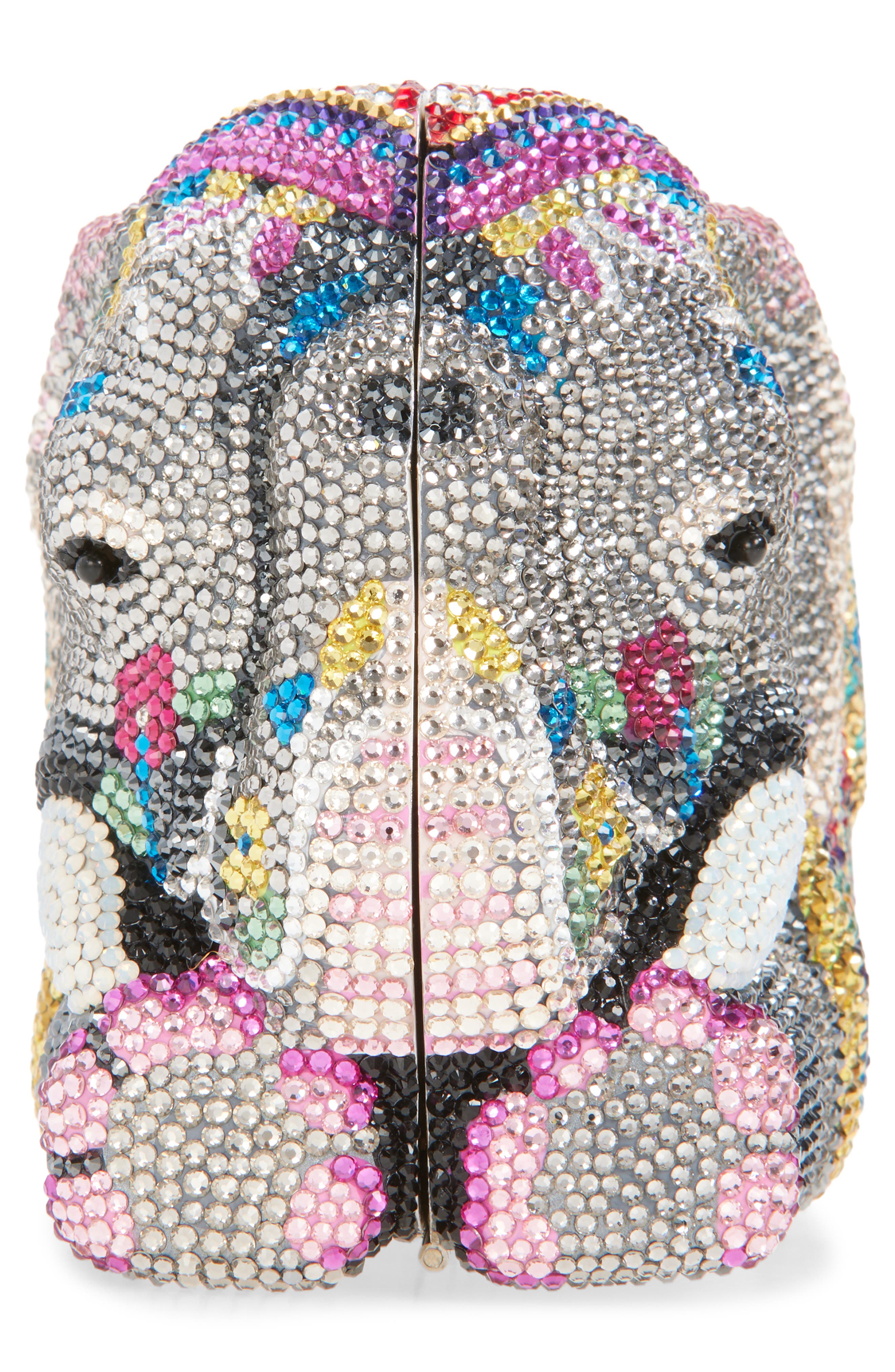 JUDITH LEIBER COUTURE Elephant Crystal Embellished Clutch, Alternate, color, Silver Multi