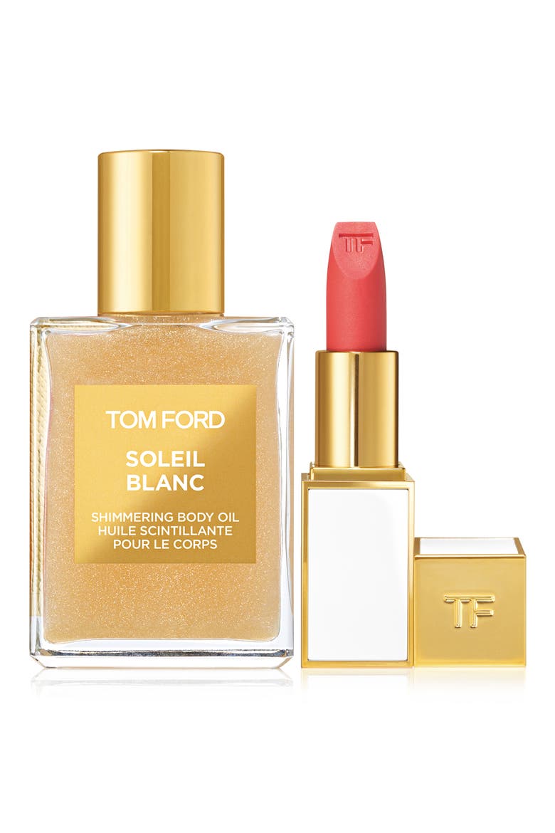 Soleil Blanc Shimmering Body Oil & Lip Color Sheer Set, Main, color, NO COLOR