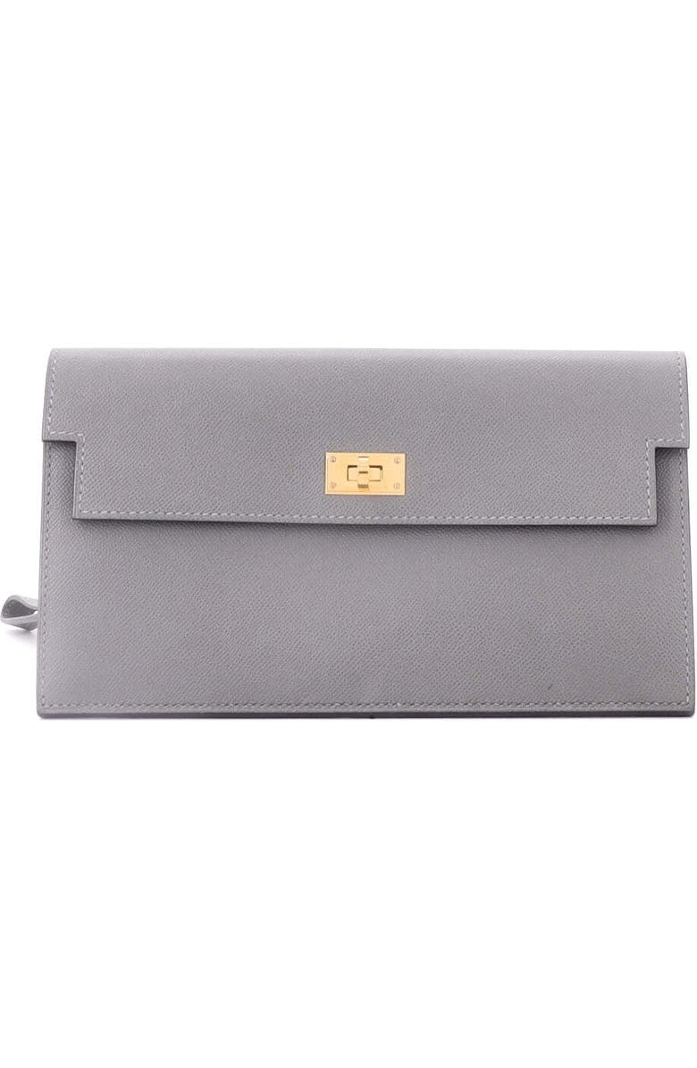 Pre-Owned Hermes Kelly Pocket Wallet Madame Long, Main, color, Gris Meyer