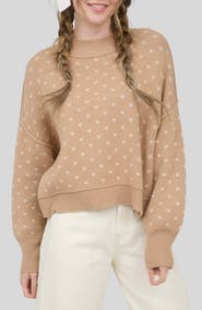 Blu Pepper Mock Neck Heart Knit Sweater