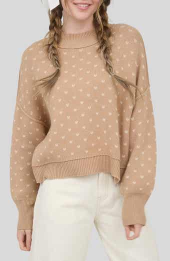 Blu Pepper Mock Neck Heart Knit Sweater