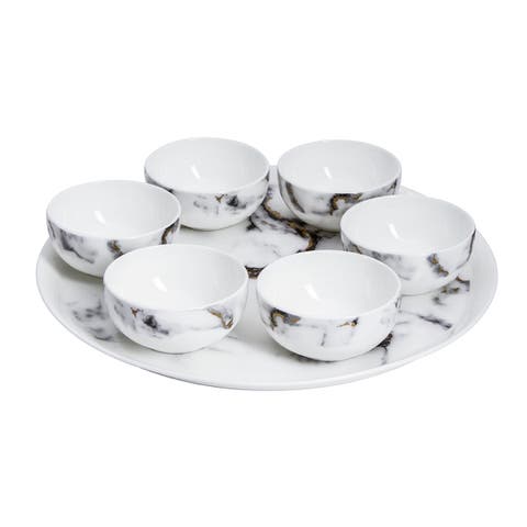 Marble Venice Fog Seder Plate / Appetizer Set