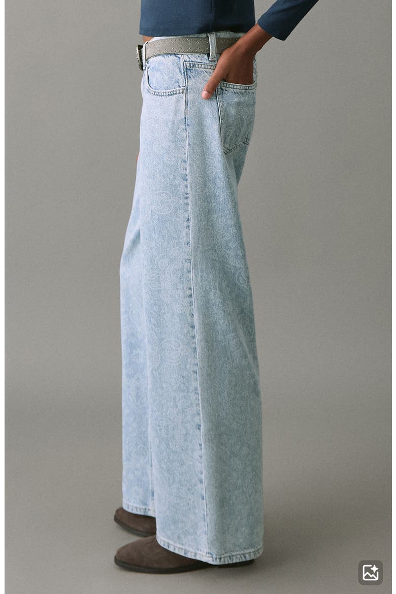 Paisley High Waist Wide Leg Jeans, Alternate, color, LIGHT BLUE