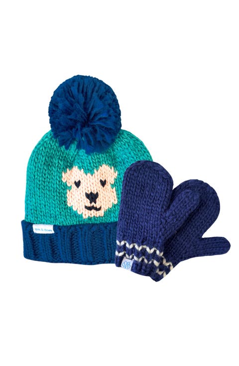 Teddy Bear Knit Hat/Mittens Bundle (Toddler, Little Kid, & Big Kid)