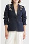 Khloe Crystal Chrysanthemum Denim Blazer